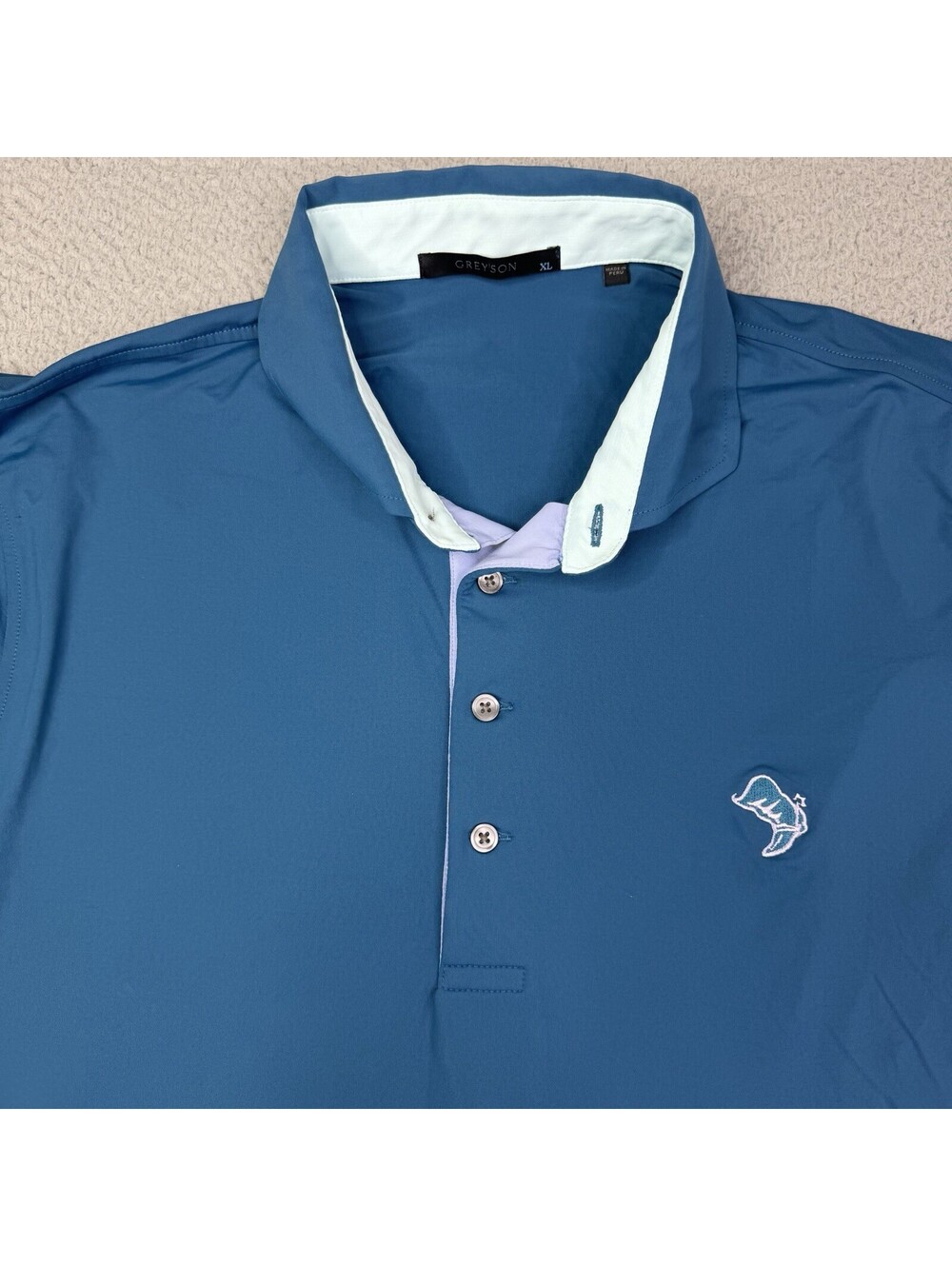 Greyson Polo SS Shirt Mens XL Blue Golf Performance Stretch Wolf Cowboy Boot